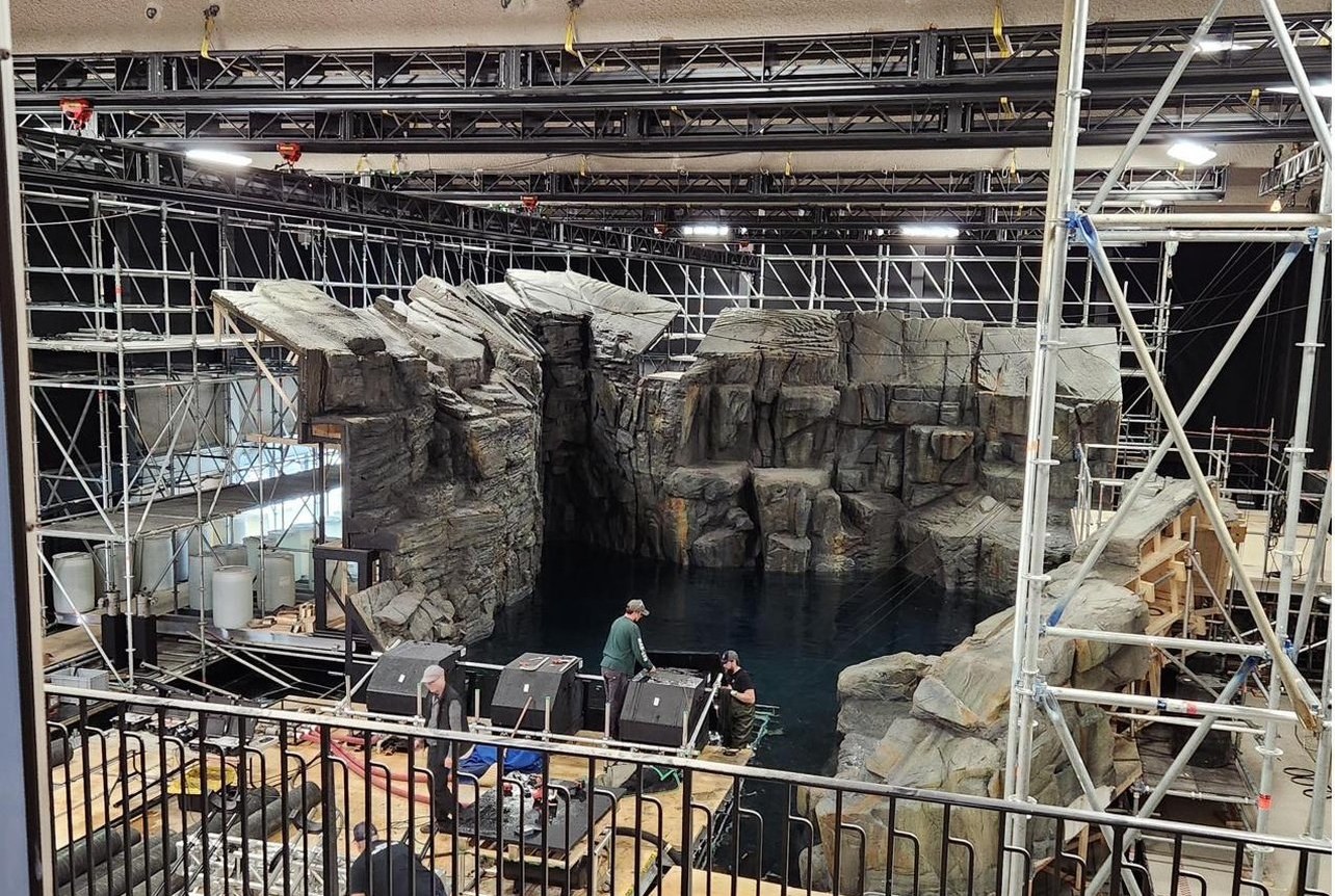 Centennial Pool dressed as a film set