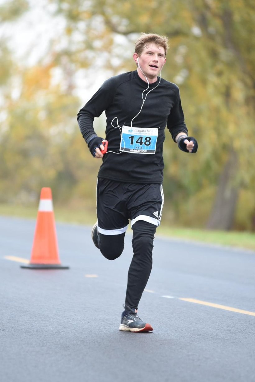Kyle running in 2023, after weight loss